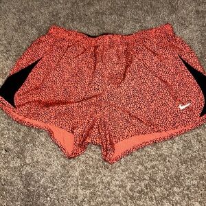 Nike Women's Patterned Red and Black Athletic Shorts